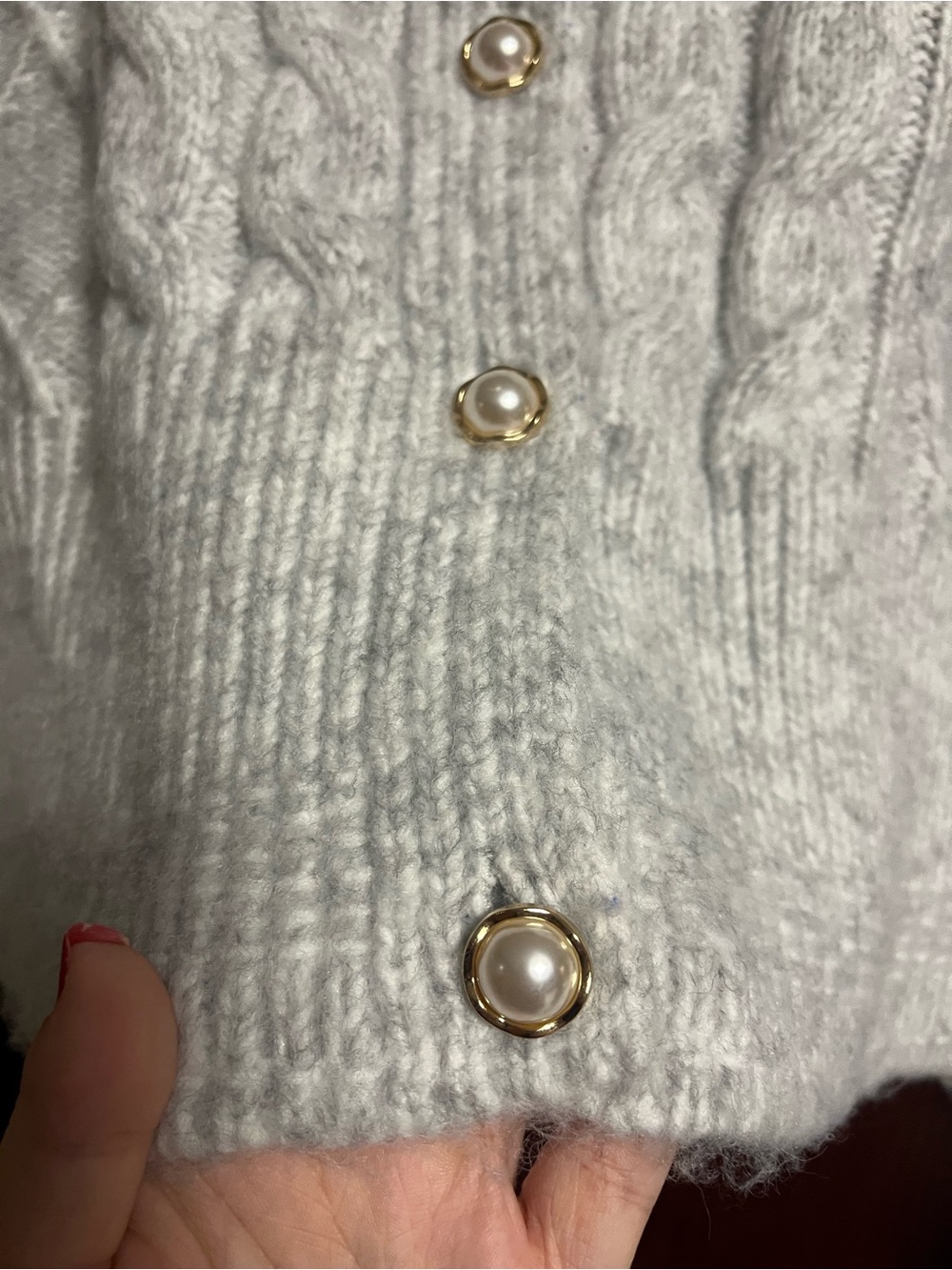 Altar'd State Lace-Collar Cable Knit Cardigan - Light Heather Gray NWT - Picture 2 of 7